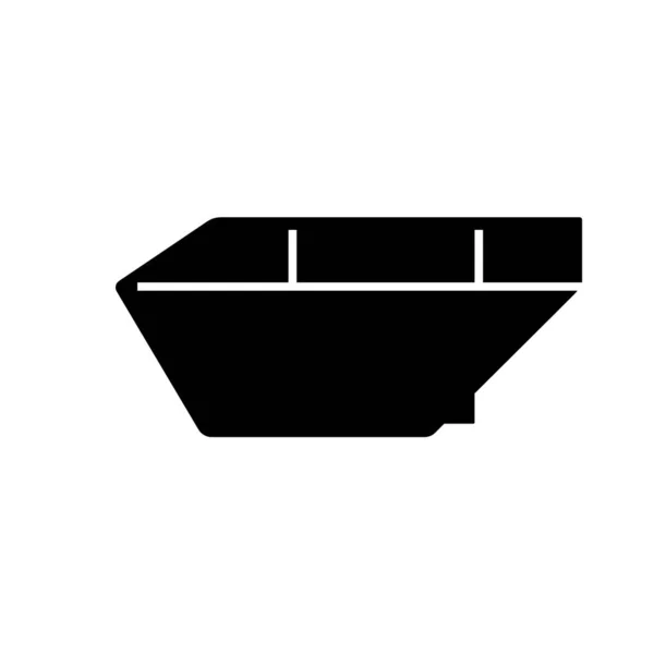 金属ごみ容器 ボートのシルエットアイコン形のゴミ箱 大規模な産業廃棄物のビンの黒いイラスト アパートの建物の隣接する領域の一部 フラット分離ベクトルピクトグラム — ストックベクタ