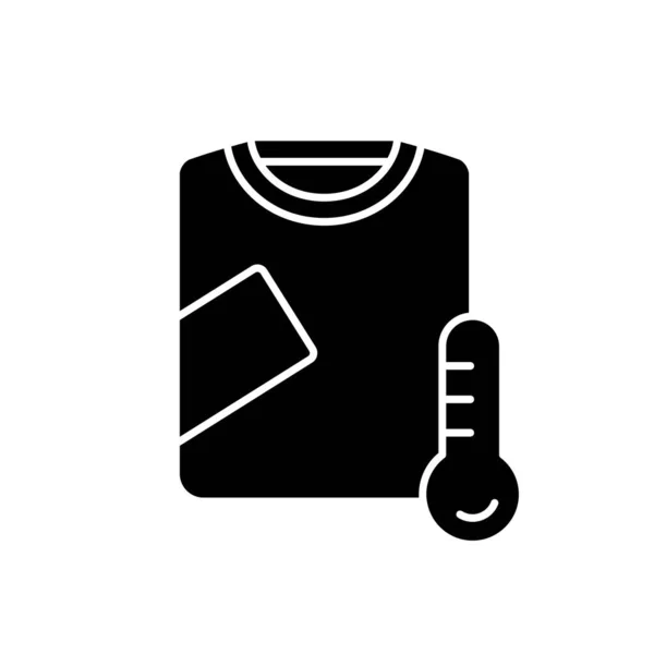 Silhouette Thermische Unterwäsche Umrisssymbol Eines Langärmeligen Shirts Mit Thermometer Schwarze — Stockvektor