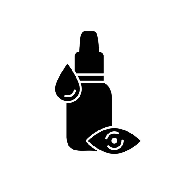 Silhouet Eye Daalt Schets Icoon Van Vloeibare Medicatie Hydrateren Behandeling — Stockvector