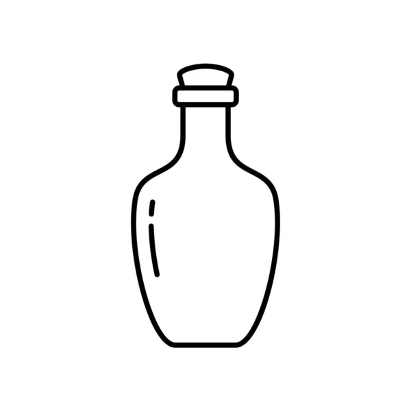 Botella Coñac Ron Licor Icono Lineal Alcohol Bebida Negro Simple — Archivo Imágenes Vectoriales