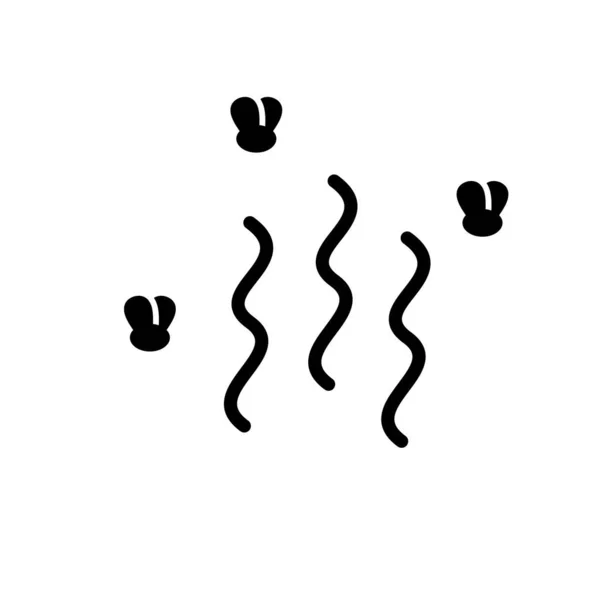 臭臭或恶臭的轮廓图标 苍蝇的臭味黑色简单的例子被宠坏的食物 发霉的东西 白色背景上的平面孤立矢量象形文字 — 图库矢量图片