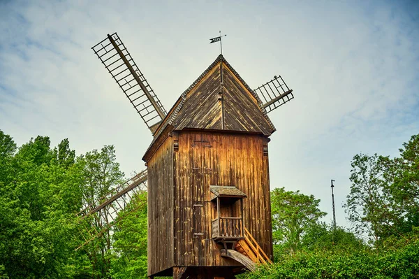 Historic Restored Windmill Berlin Germany Trees Spring — Stock Photo, Image