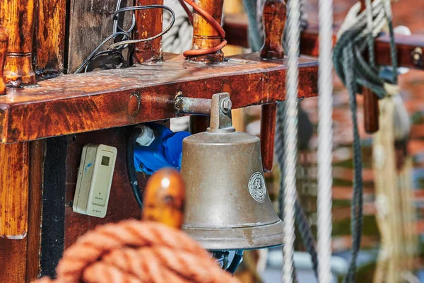 Detalles Velero Histórico Anclado Puerto Ciudad Hanseática Greifswald Alemania —  Fotos de Stock