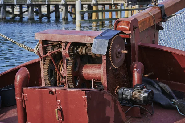 Dettagli Una Storica Barca Vela Ancorata Nel Porto Della Città — Foto Stock