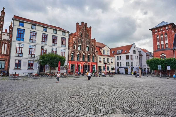 Greifswald Alemania Agosto 2020 Paisaje Urbano Histórica Plaza Del Mercado —  Fotos de Stock