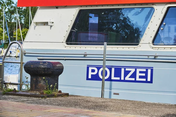 Greifswald Németország 2020 Szeptember Vízügyi Rendőrség Hajója Németországi Greifswald Kikötőjében — Stock Fotó