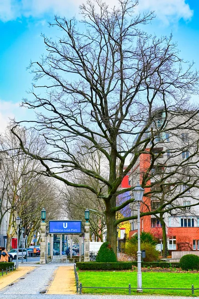 Берлин Германия Февраля 2020 Вид Историческую Площадь Берлина Входа Метро — стоковое фото
