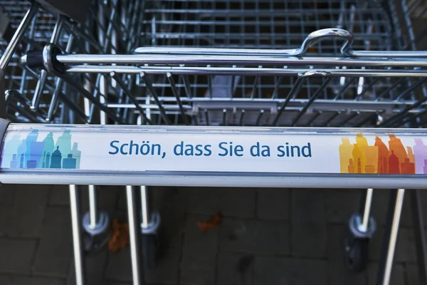 Berlin Germany October 2020 View Row Shopping Carts Front Shop — Stock Photo, Image