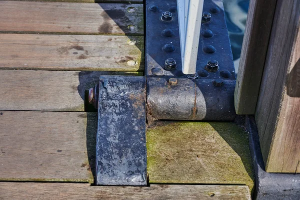 Detailed View One Oldest Still Functional Wooden Bascule Bridges Greifswald — Stock Photo, Image