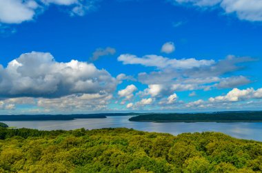 Almanya 'nın Ruegen adasındaki ormanların üzerinde dramatik bulutlar yükseliyor..