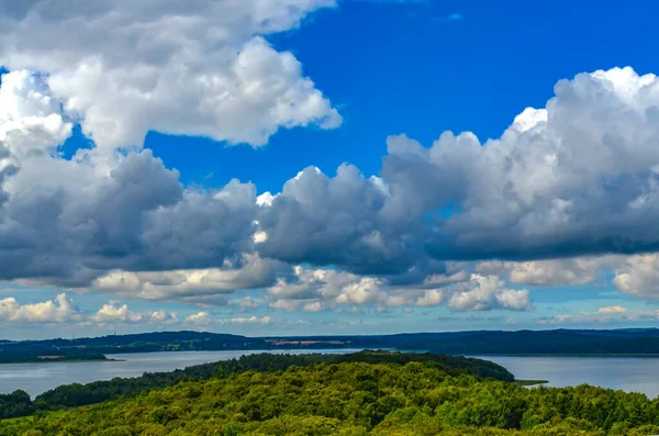View Forests Island Ruegen Germany Dramatic Clouds Towering Water — Stock Photo, Image