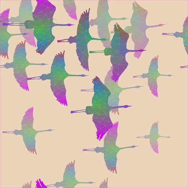 鳥とのシームレスな手描きパターン. — ストックベクタ