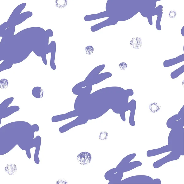 Seamless hand drawn pattern with rabbits. — Stock Vector