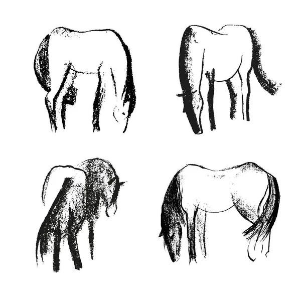 Nahtlose Handzeichnung mit Pferden. — Stockvektor