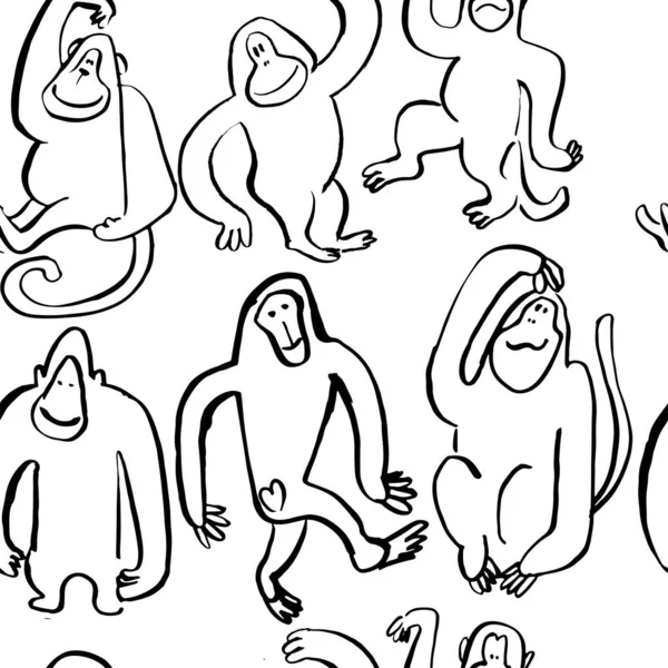 Modèle de singe brosse vectorielle sans couture. — Image vectorielle