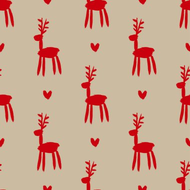 Geyiklerle kusursuz vektör fırça deseni.