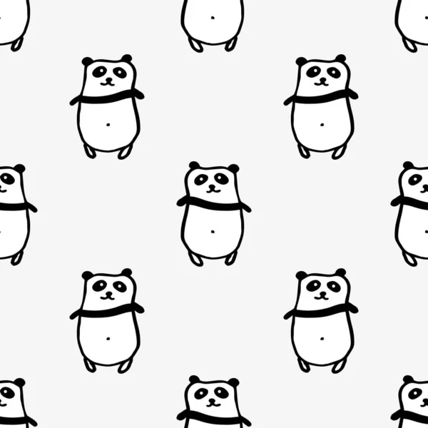 Seamless hand drawn pattern with pandas. — Stock Vector
