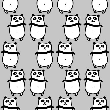 Panda desenli kusursuz el çizimi..