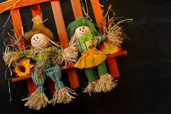Cute Scarecrows Figure Stick — Stock Photo, Image