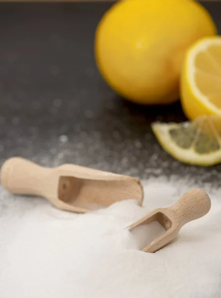 Soda Panggang Natrium Bikarbonat Dan Lemon — Stok Foto