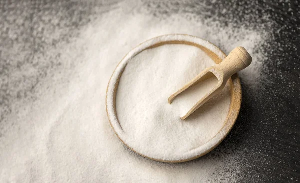 Plate Baking Soda Wooden Background — Stock Photo, Image