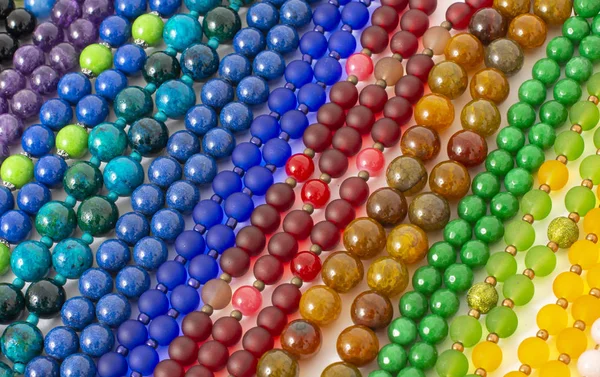 Perles Couleurs Mélangées Gros Plan Pierres Naturelles Billes Verre — Photo