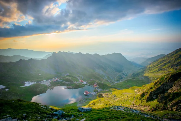 Landschaft Vom Capra See Rumänien Und Fagaras Gebirge Sommer — Stockfoto