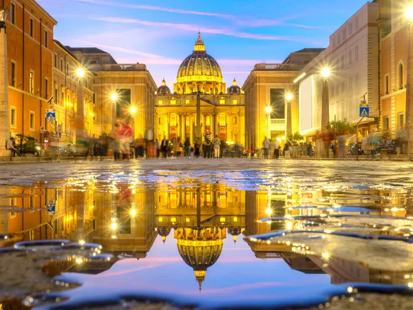 Basílica São Pedro Noite Della Conciliazione Roma Cidade Vaticano Roma — Fotografia de Stock