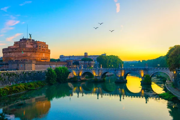 Róma Castel Saint Angelo Alkonyatkor Hadrianus Római Császár Megbízásából — Stock Fotó