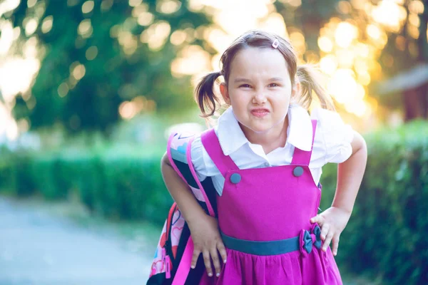 Portret Van Een Gelukkig Schoolmeisje — Stockfoto