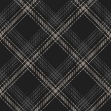 Kışlık kumaşlar için koyu ekose desenli taşıyıcı. Etek, flanel gömlek ya da diğer modern moda tekstil baskıları için gri ekoseli kusursuz çapraz tartan çek..