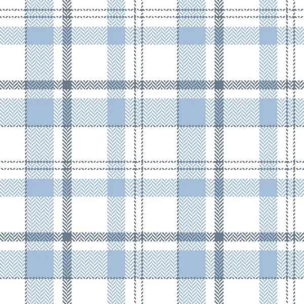 Tartan Check Pattern Vector Pastel Blue White Seamless Herringbone Plaid — Stock Vector