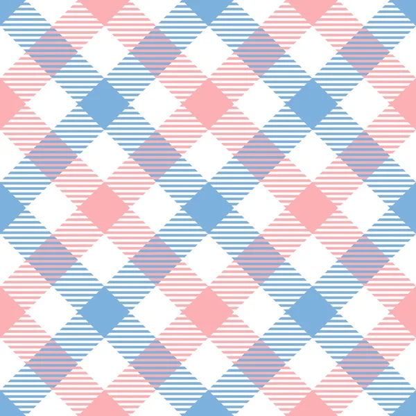 Vettore Modello Gingham Blu Pastello Rosa Corallo Bianco Plaid Controllo — Vettoriale Stock