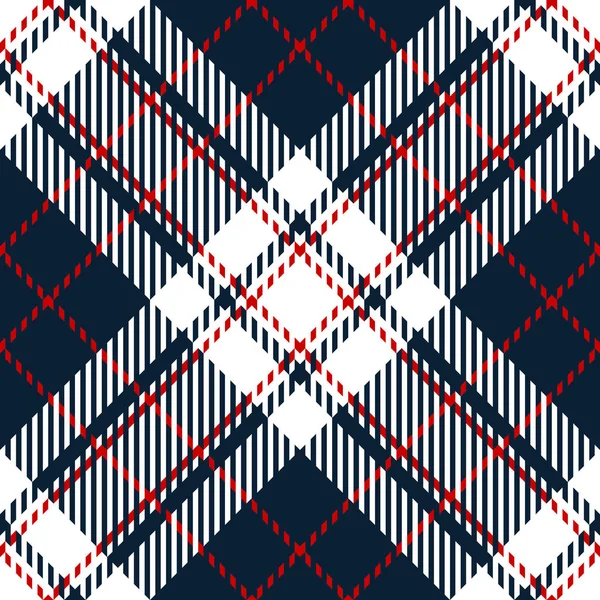 Tartan Check Patroon Vector Blauw Rood Wit Naadloze Diagonale Plaid — Stockvector