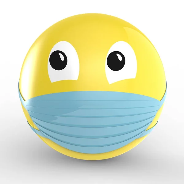 Beyaz bir arka plan üzerinde bir maske render gülen