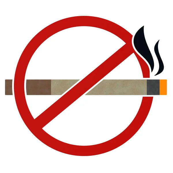 Žádné kuřácké logo na bílém pozadí — Stock fotografie