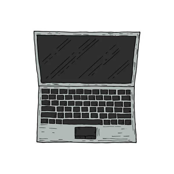 Laptop Vista Superior Objeto Isolado Sobre Fundo Branco Ilustração Desenho — Vetor de Stock