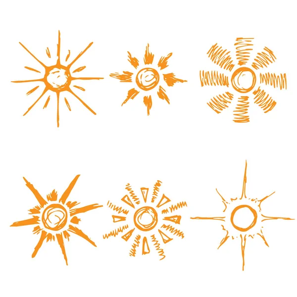 Пара Солнц Векторные Карикатурные Иллюзии Изолированные Объекты Белом Фоне Ручной — стоковый вектор
