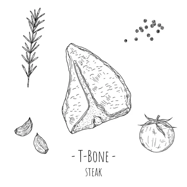 Bone Steak Ilustrasi Kartun Vektor Benda Terisolasi Dengan Latar Belakang - Stok Vektor