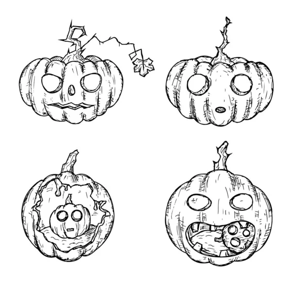 Calabazas Halloween Jack Lanterns Objetos Aislados Sobre Blanco Ilustraciones Dibujos — Archivo Imágenes Vectoriales