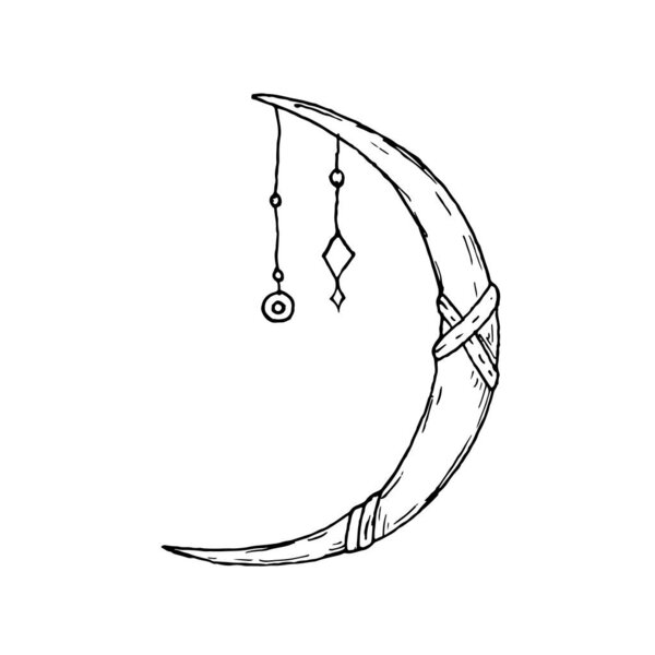 Волшебный полумесяц. Векторная иллюстрация. Изолирована. Ручной стиль.