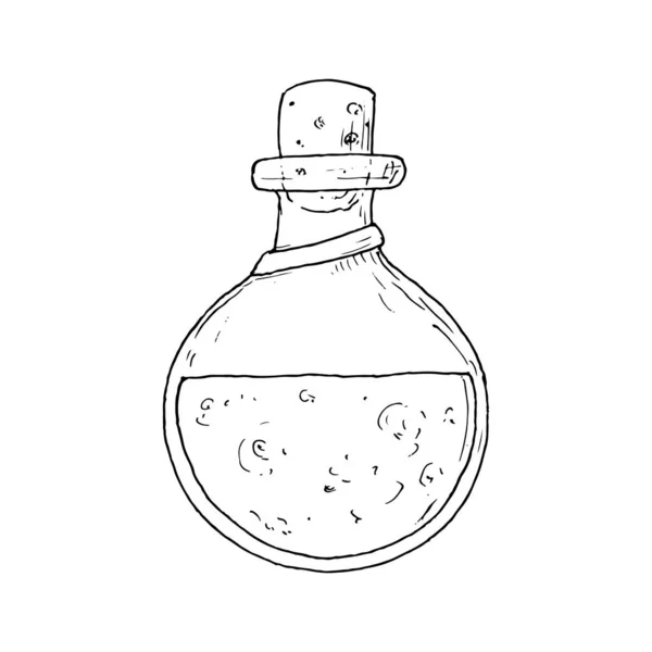 Potion bottle. Vector illustration. Isolated object on white. Hand-drawn. — Stock Vector