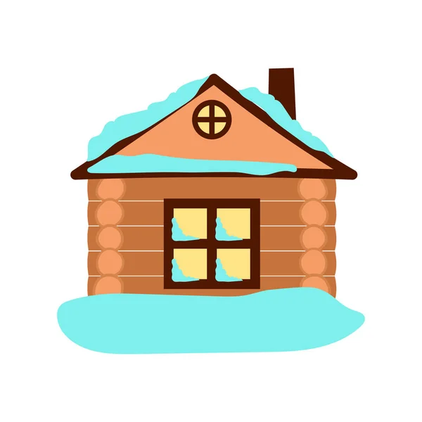House Snow Roof Vector Cartoon Illustration Isolated Object White Flat — Stock Vector