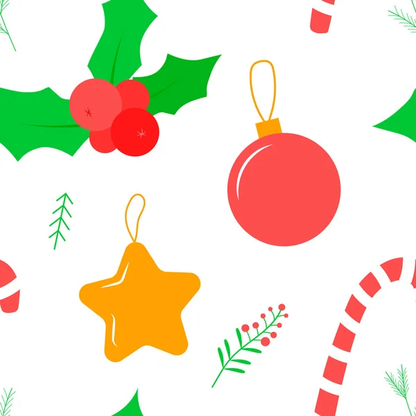 クリスマスの装飾のシームレスなパターン ベクトル漫画の背景 平面設計 — ストックベクタ