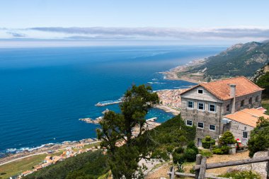View of the Atlantic ocean from a viewpoint in Galicia close to the Minho river clipart