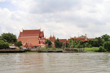 Wat Sanam Nuea ve Chao Phraya nehir, Bangkok Koh Kret görünüm, Tayland