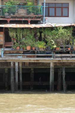Chao Phraya Nehri üzerinde yüzen ev, Bangkok, Tayland