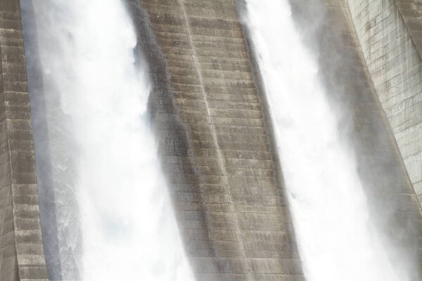 discharge from Miyagase dam in Tanzawa, Kanagawa, Japan