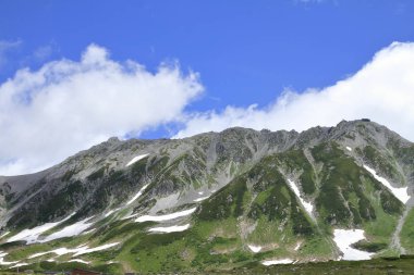 Tateyama dağ silsilesi ile yaz aylarında kar: Toyama, Japan