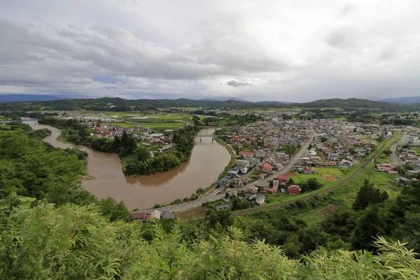 Río Mogami Vista Desde Parque Tateyama Sagae Yamagata Japón — Foto de Stock